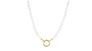 5-6mm Cultured Pearl Charm-Compatible Necklace in 18kt Gold Over Sterling