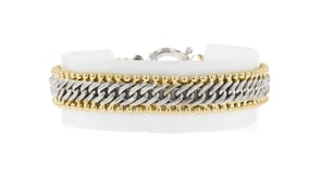 Sterling Silver and 18kt Gold Over Sterling Cuban-Link and Bead Bracelet