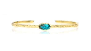 Turquoise Hammered Cuff Bracelet in 18kt Gold Over Sterling
