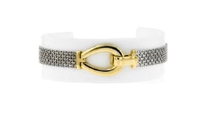 Sterling Silver Bismark-Link Bracelet with 18kt Gold Over Sterling