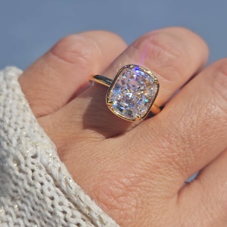 Bezel Set Cushion Cut Ring(7 TCW)