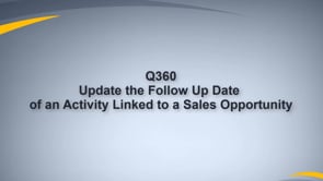 Update Activity Follow Up Date for Activity linked to Opportunity