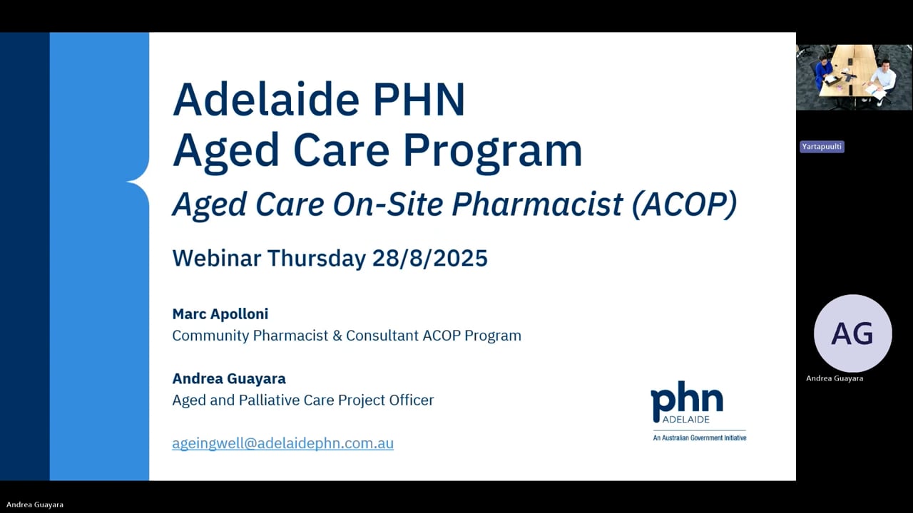 Webinar: An Overview of Aged Care On-site Pharmacy (ACOP) Measure 28/8/2025