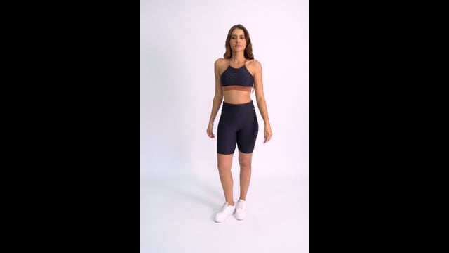 Top Fitness Com Bojo Preto e Marrom Jacar Aura