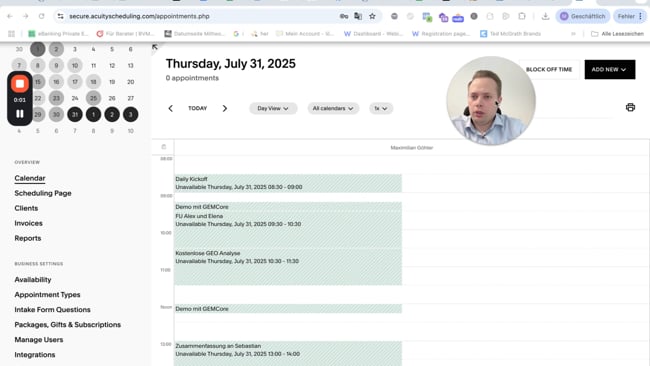 neuen Termin anlegen in Acuity