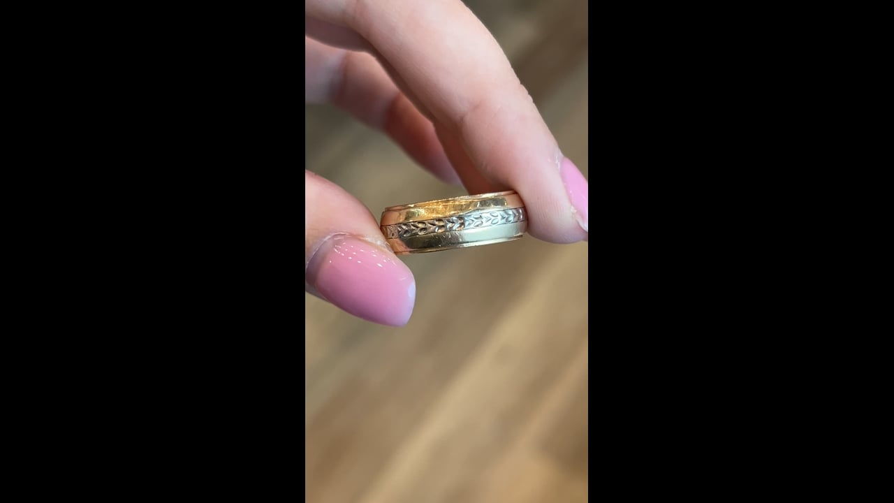 Mens Vintage 1950s Two-Tone Wedding Band 14k – Filigree Jewelers