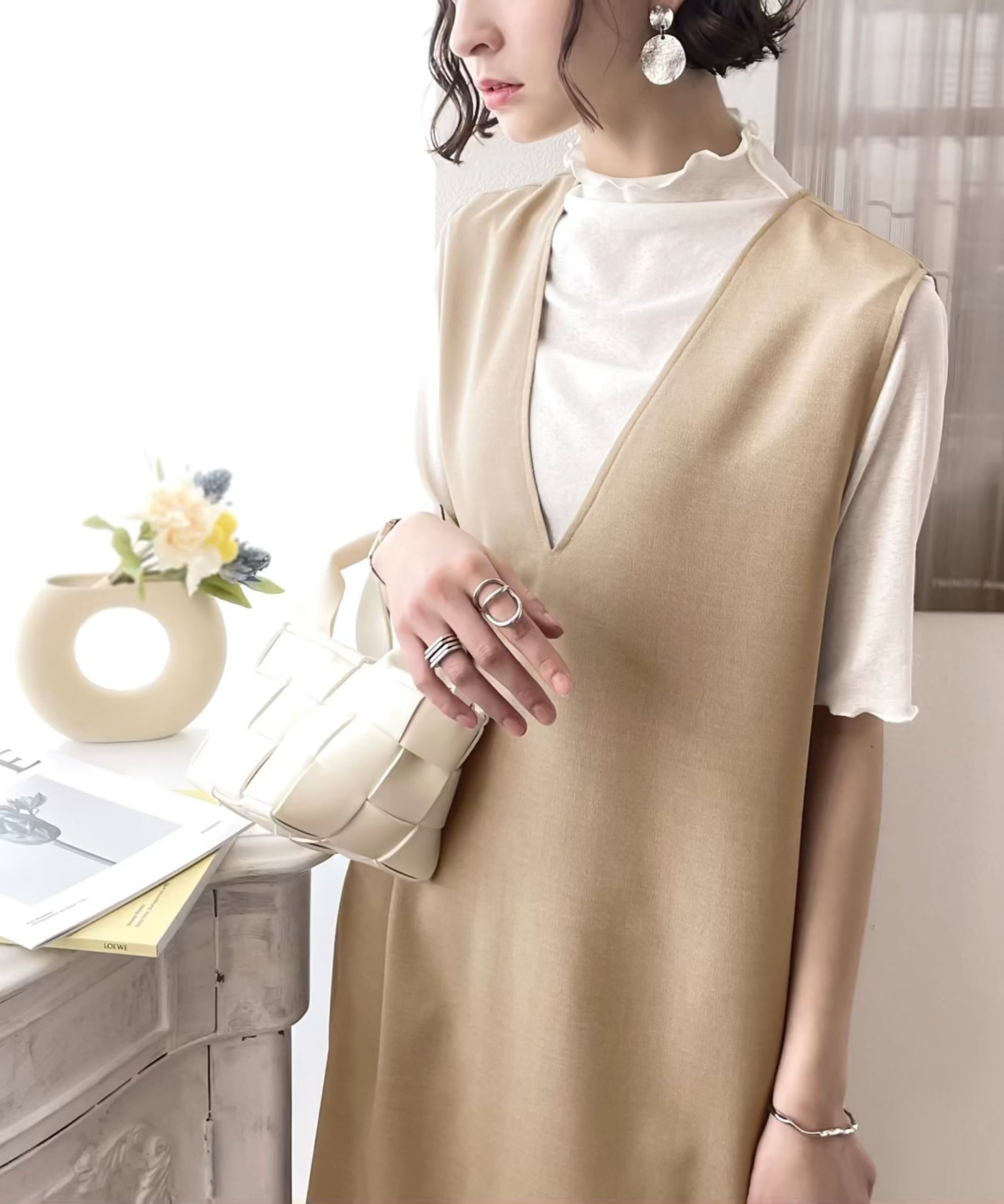 大人のリラクシーStyle。Vネックマキシ丈ジャンパースカート ce0420127