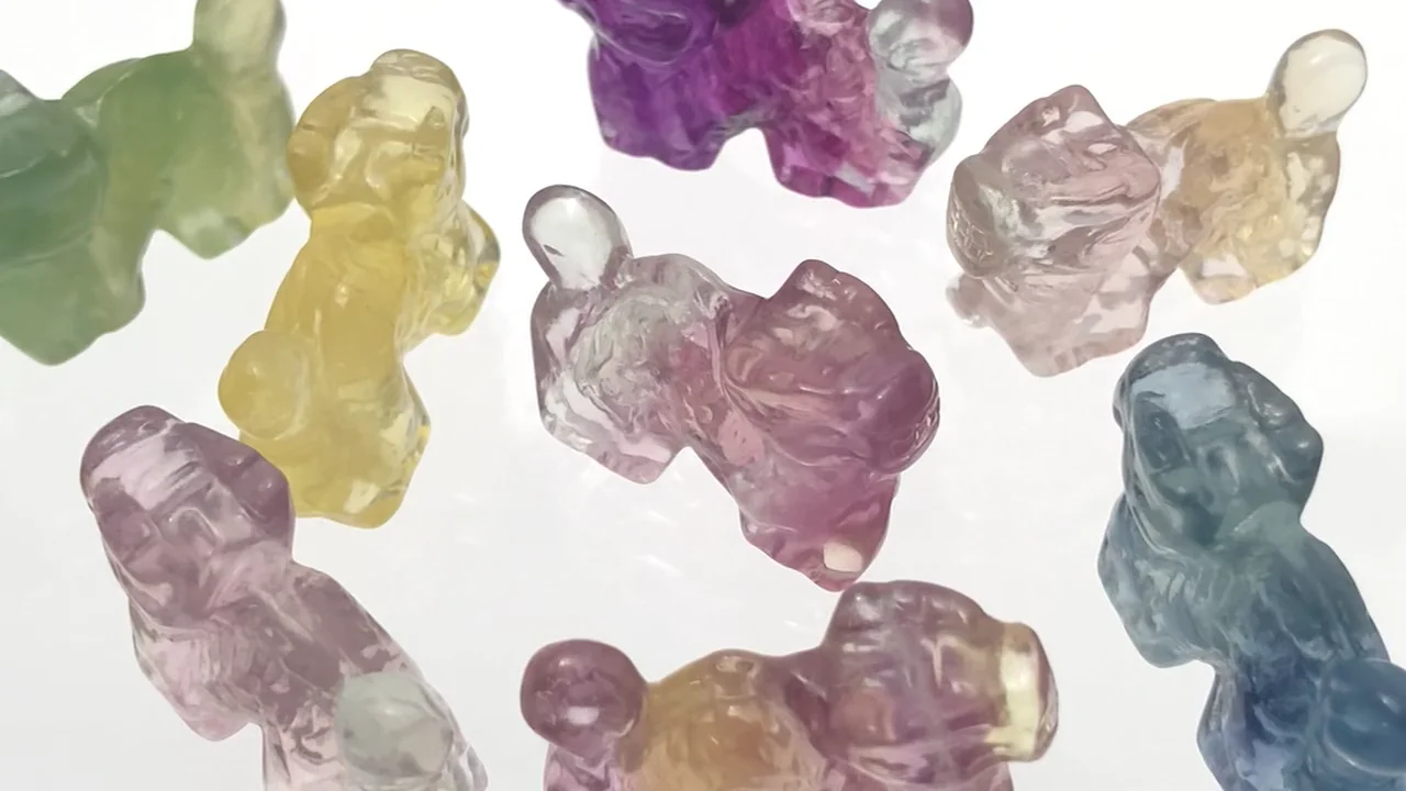 フローライト　ドラゴン　龍　辰　B 龍 2024年 干支 辰 置き物 フローライト イエロー グリーン