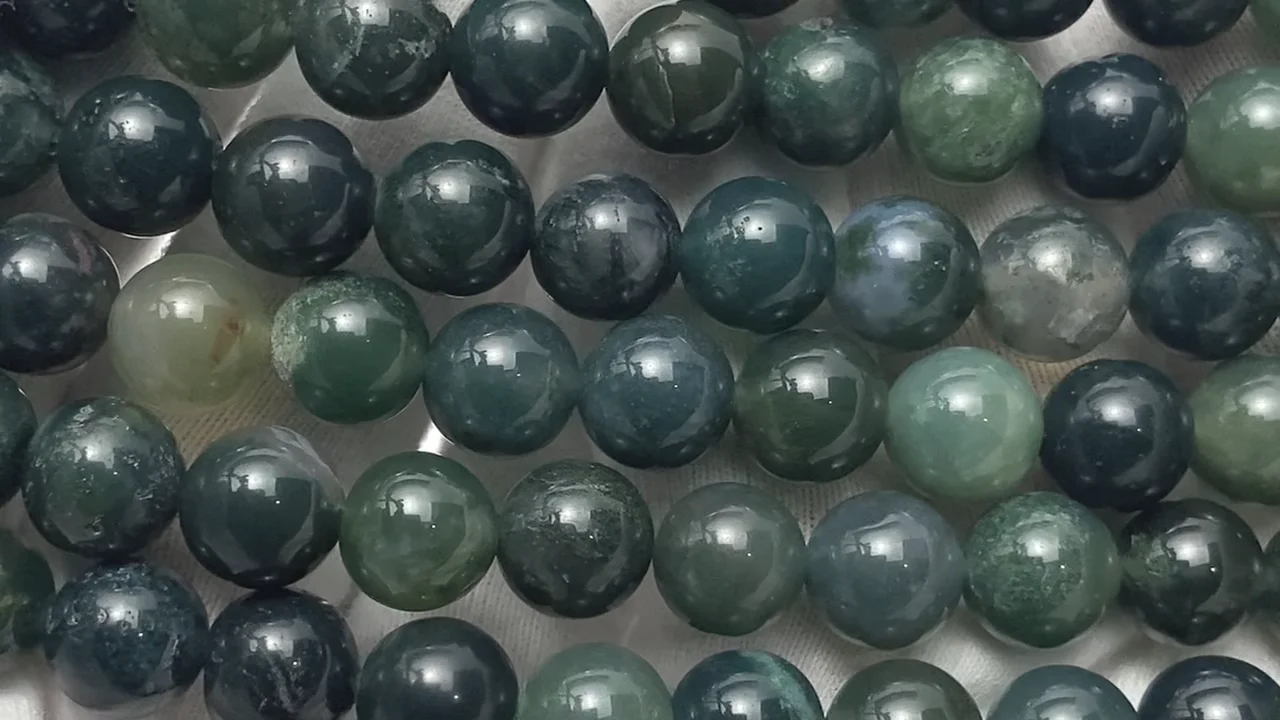 モスアゲート ラウンド8mm 1連｜天然石ビーズの卸問屋・通販ケンケン