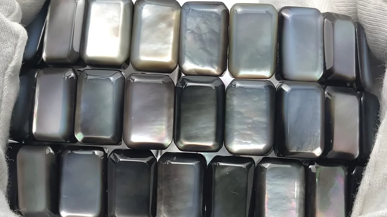 ブラックシェル 2つ穴レクタングルカット14×9×5mm バングル