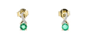 .40 ct. t.w. Emerald Ribbon Earrings with Diamonds in 14kt Yellow Gold