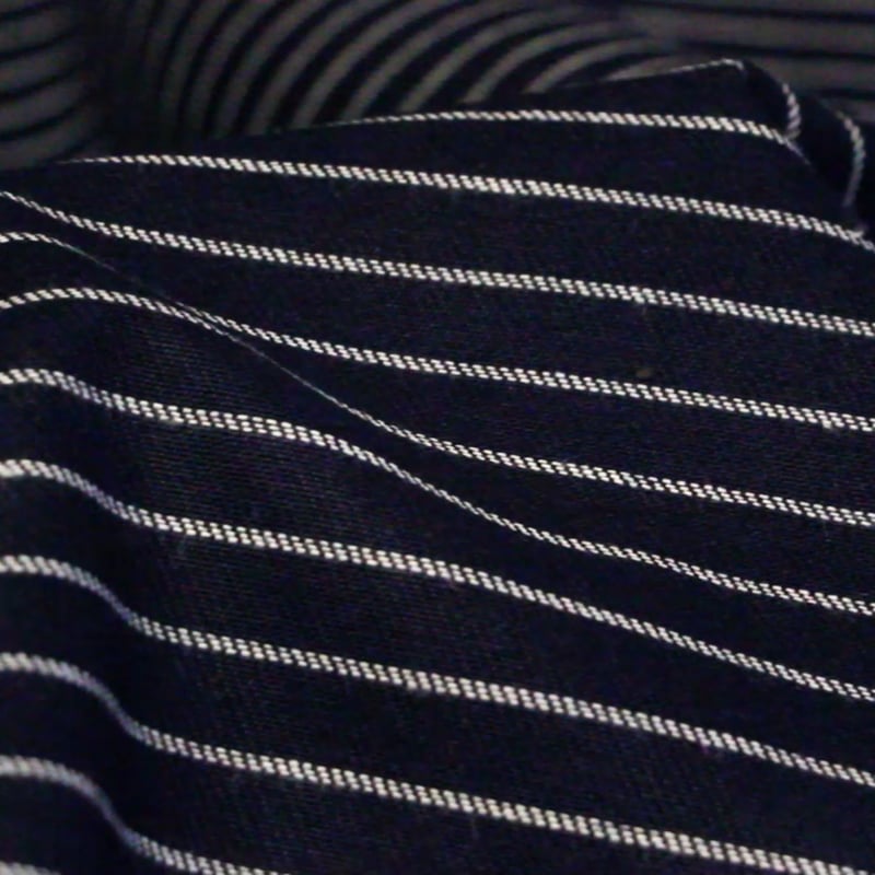 Vidéo: Drill 100% coton - Rayure blanche fond marine