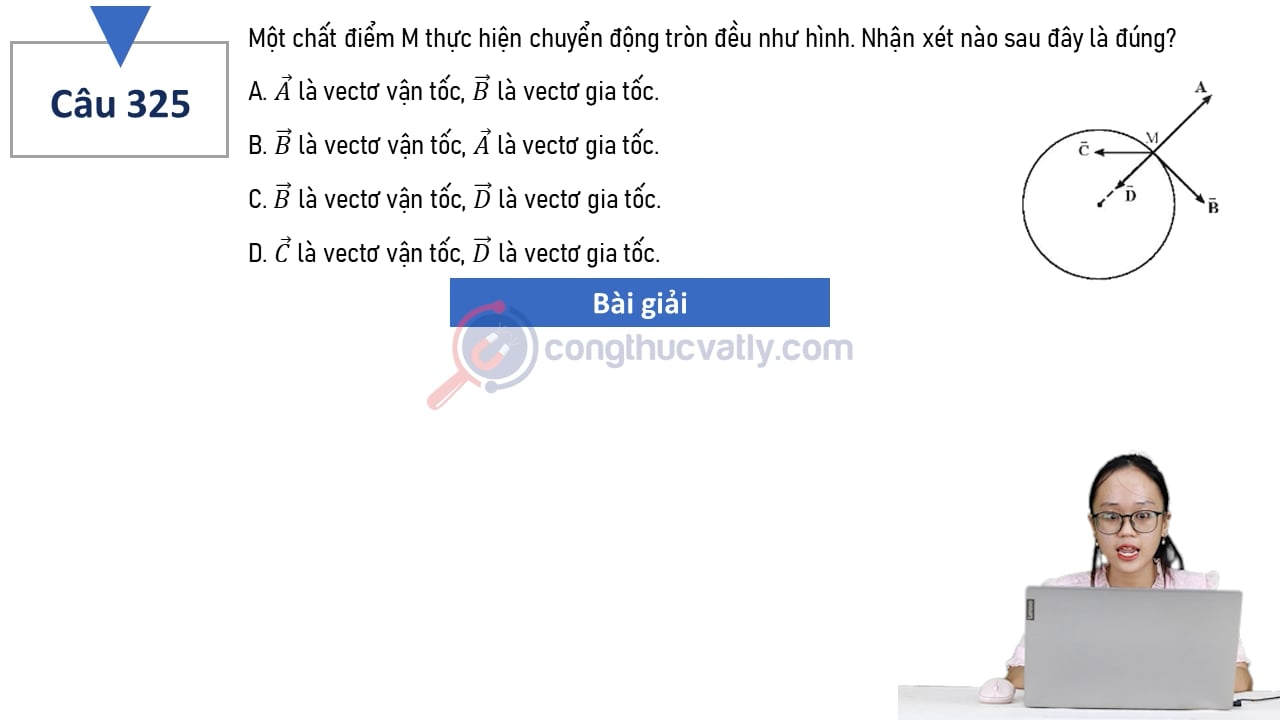 Một chất điểm M thực hiện chuyển động tròn đều như hình. Nhận xét nào sau đây là đúng?
