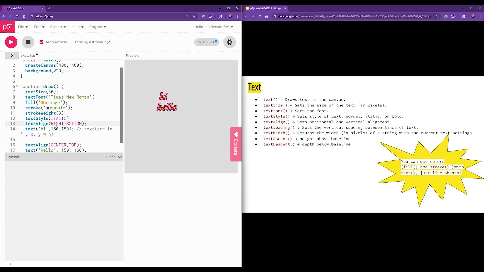 p5.js: An introduction to Text | Videos & Movies on Vimeo