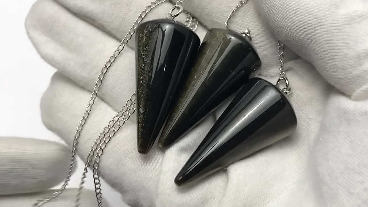 ゴールデンオブシディアン ペンデュラム36×18×18mm チェーン付き 1個