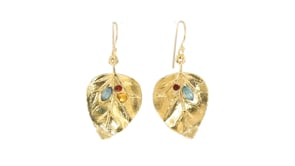 1.40 ct. t.w. Multi-Stone Leaf Drop Earrings in 18kt Yellow Gold Over Sterling