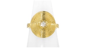 18kt Gold Over Sterling Ripple Ring with Diamonds