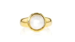 10mm Mabe Pearl and .30 ct. t.w. CZ Ring in 18kt Gold Over Sterling