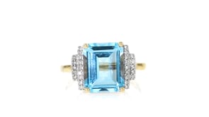 5.00 Carat Sky Blue Topaz Ring with .13 ct. t.w. Diamonds in 14kt Yellow Gold