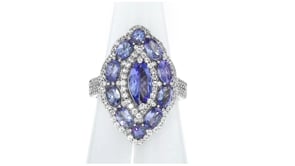 2.50 ct. t.w. Tanzanite and 1.00 ct. t.w. White Topaz Ring in Sterling Silver