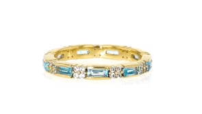 1.40 ct. t.w. Swiss Blue Topaz and .40 ct. t.w. White Zircon Eternity Band in 18kt Gold Over Sterling