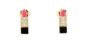 1.40 ct. t.w. Pink and White Topaz Jewelry Set with Multicolored Enamel: Three Pairs of Accessory Earrings in 18kt Gold Over Ste