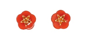 Carnelian and .30 ct. t.w. Citrine Flower Earrings in 18kt Gold Over Sterling