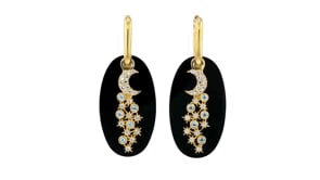 Onyx and 1.00 ct. t.w. Swiss Blue and White Topaz Jewelry Set: Interchangeable Drop Earrings in 18kt Gold Over Sterling