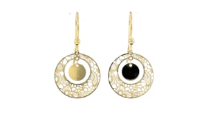 Italian 18kt Yellow Gold Filigree Circle Drop Earrings