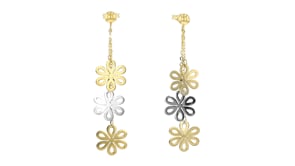 Italian 14kt Two-Tone Gold Flower Drop Earrings