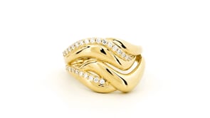 .25 ct. t.w. Lab-Grown Diamond Wave Ring in 18kt Gold Over Sterling