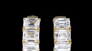 3.00 ct. t.w. Emerald-Cut Lab-Grown Diamond Huggie Hoop Earrings in 14kt Yellow Gold