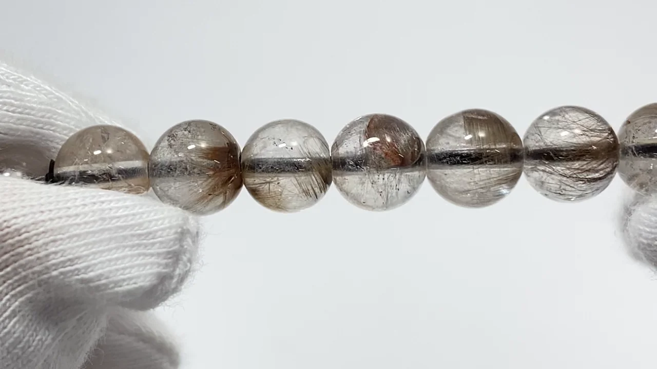 動画】【1点もの】プラチナルチルクォーツAAA- ラウンド6.5mm 1連