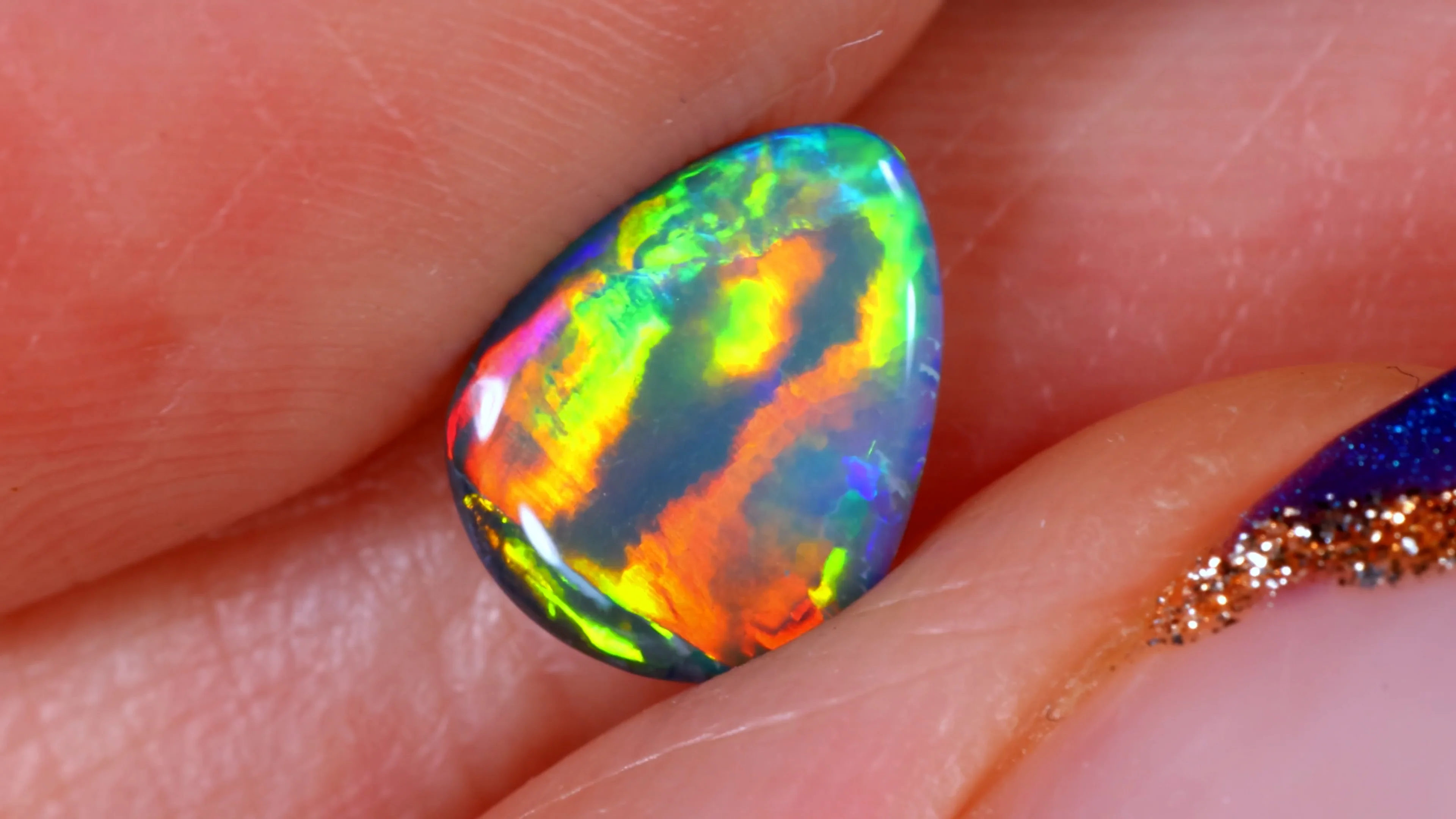 0.84ct Black Opal Metallic Neon Rainbow Fire | Opal Galaxy