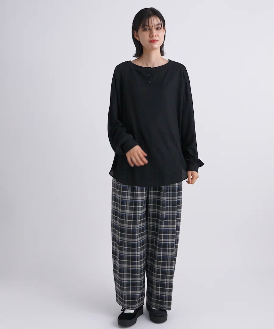 新品タグ付き　ニコアンド てぃらチェックゆるパンツ チャコール Mサイズ☆ 新品タグ付き ニコアンド てぃらチェックゆるパンツ チャコール