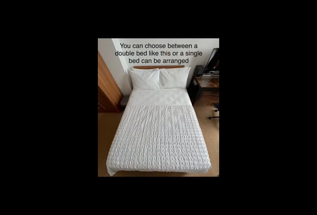Video 1: You can choose a dbl bed like this one or we can arrange a single bed if you need more space in the