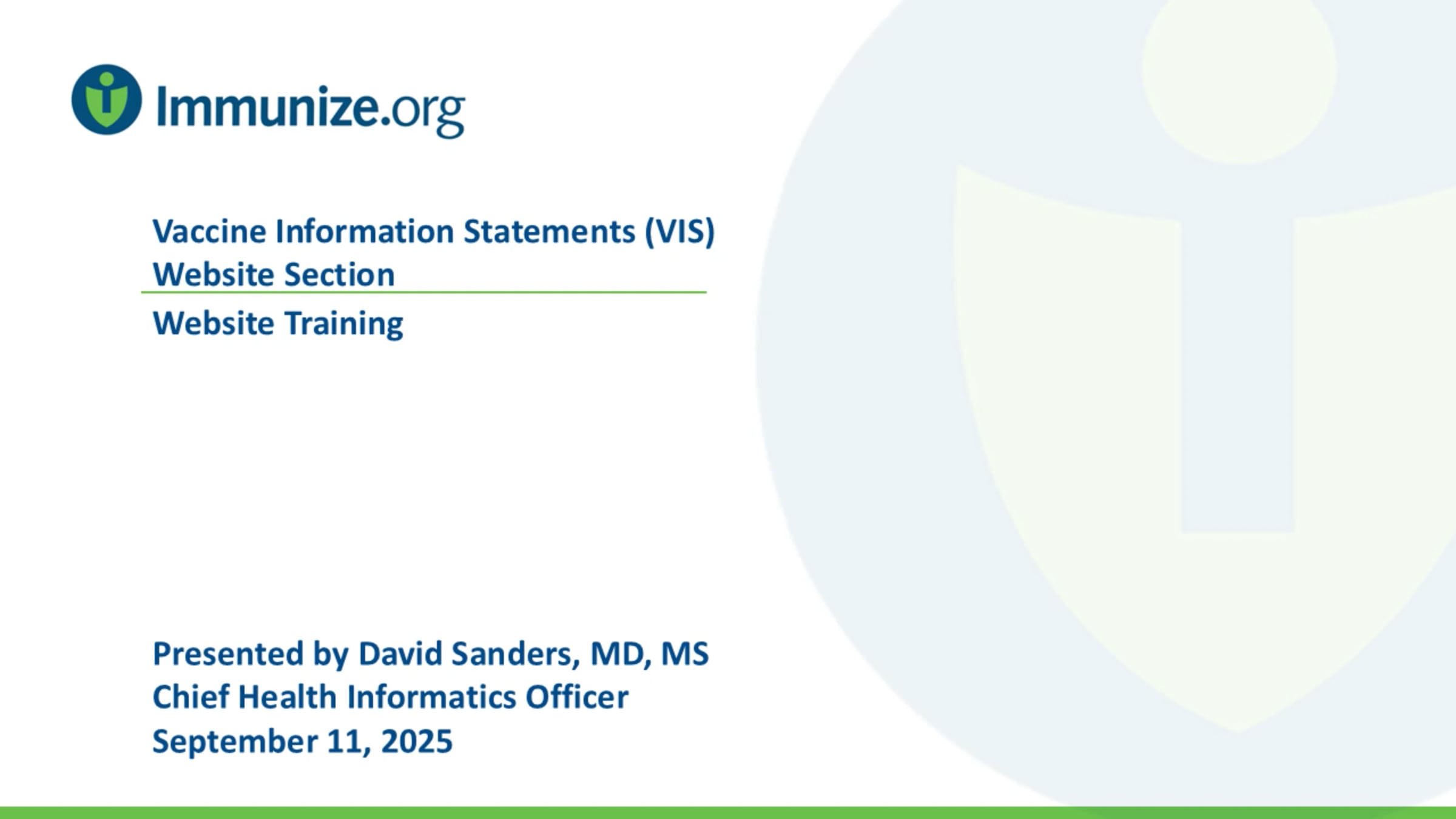 Vaccine Information Statements (VISs) Website Section: Website Training ...