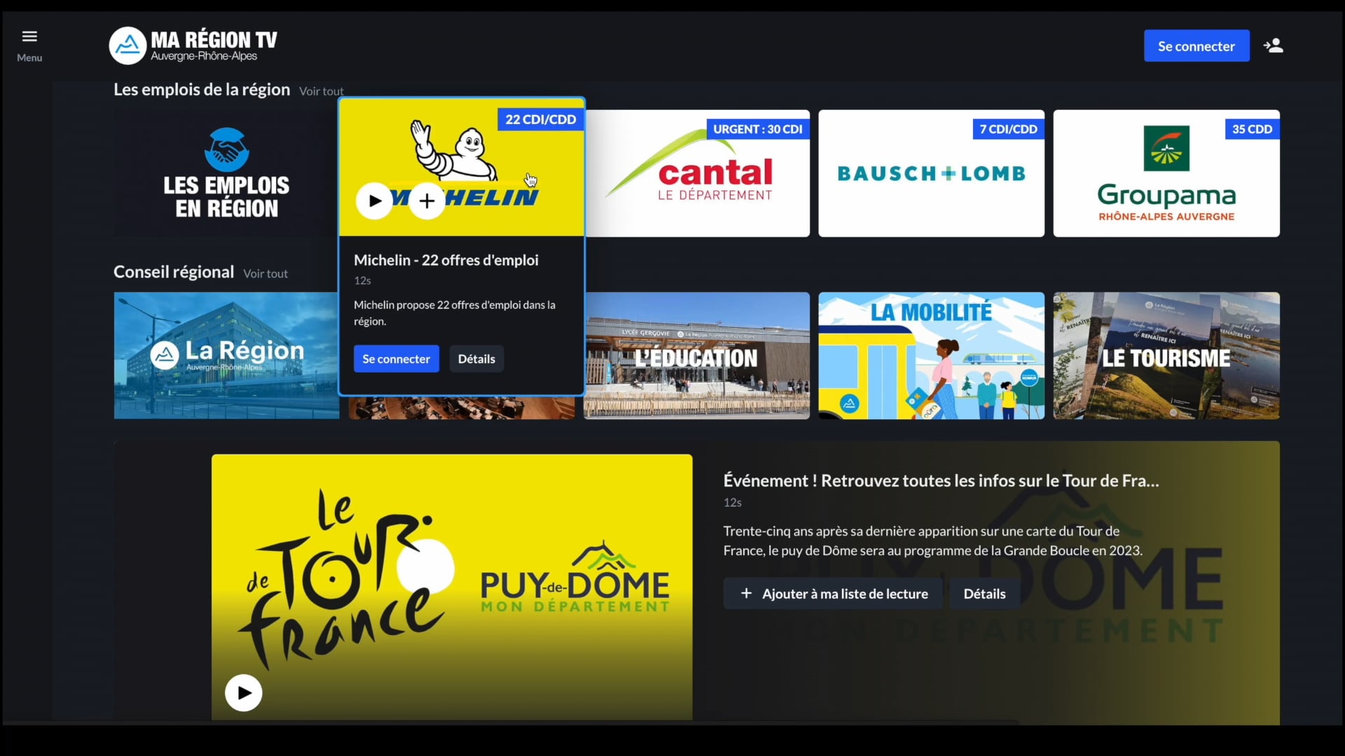 MaregionTV Plateforme streaming (Auvergne Rhône Alpes)