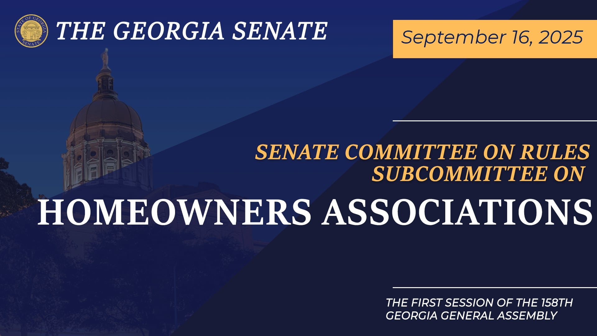 9/16/2025 Senate Committee on Rules: Subcommittee on Homeowners Associations