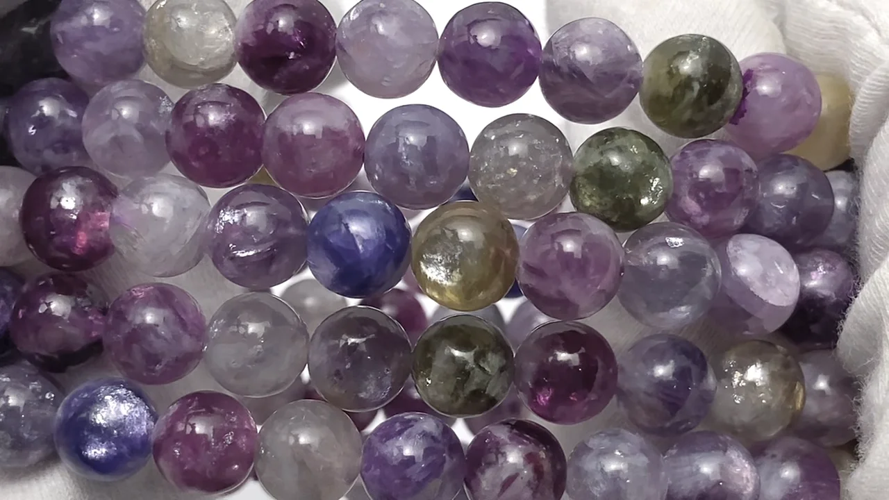 マルチカラーレピドライトシリカ ラウンド7.5mm ブレスレット｜天然石