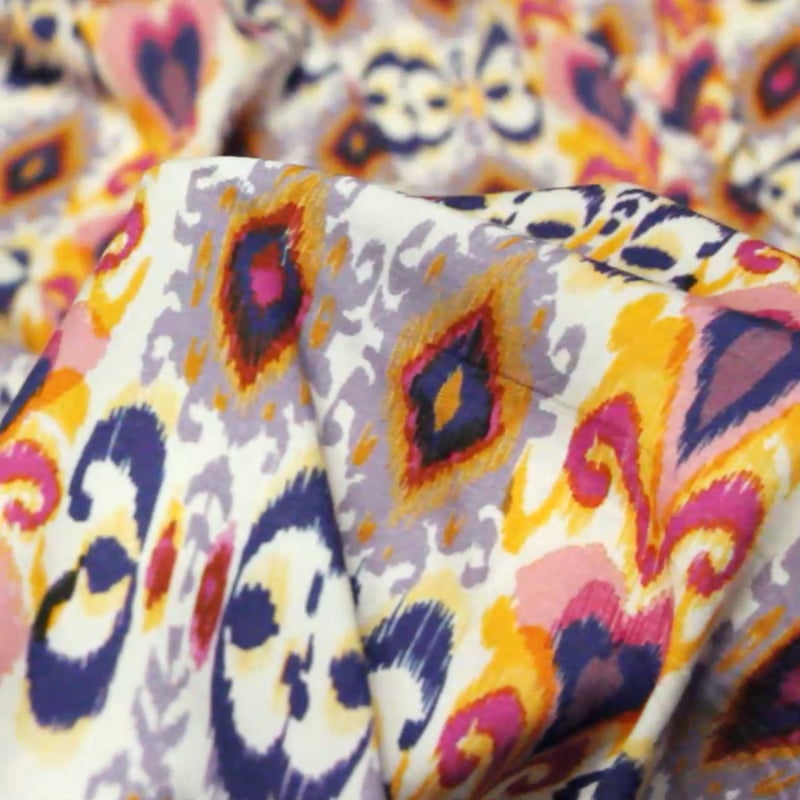 Vidéo: Étoffe 100% viscose - Ikat multicolore