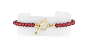 20.00 ct. t.w. Garnet Bead Charm-Compatible Toggle Bracelet in 18kt Gold Over Sterling