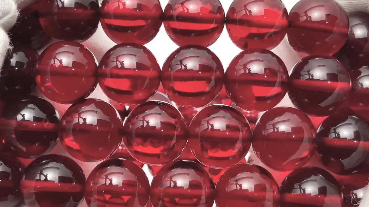 レッドアンバー（琥珀） ラウンド12mm ブレスレット｜天然石ビーズの卸