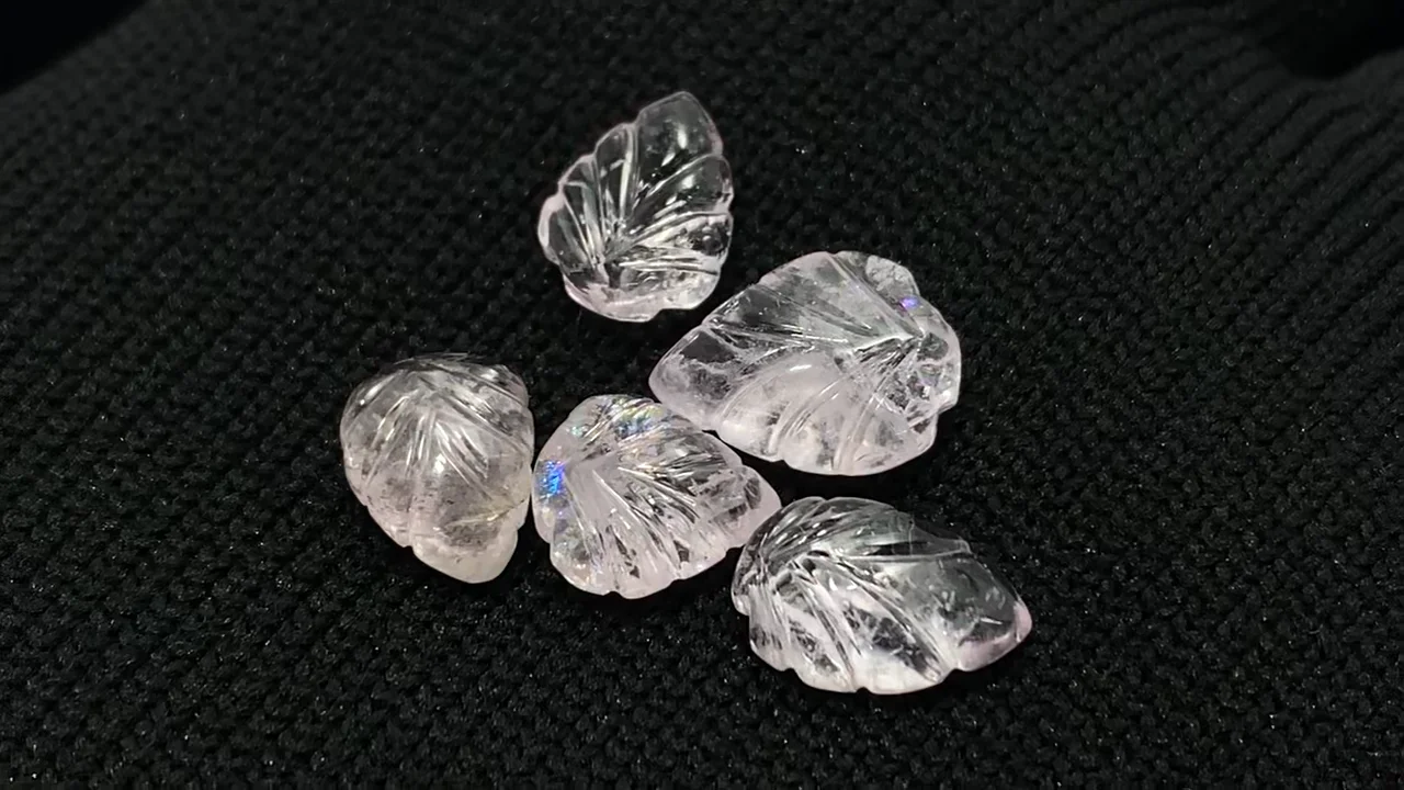 動画】【1点もの】モルガナイトAAA- 彫刻入りルース 5粒セット NO.8