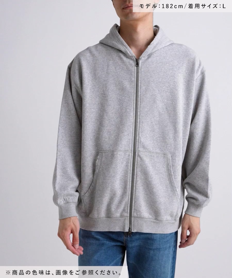 UNISEX＞ヴィンテージ加工/ショート丈ダブルジップパーカー