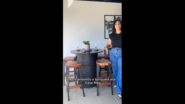 Bistrô Tambor 500 - Feito em tambor de aço e madeira PINUS