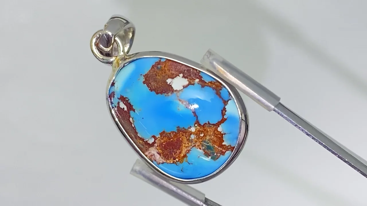 動画】【1点もの】カザフスタン産ゴールデンヒルターコイズ ペンダント
