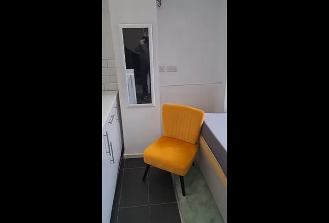 Video 1: Studio, with built in fridge. We can also provide: electric hot plate, kettle and toaster