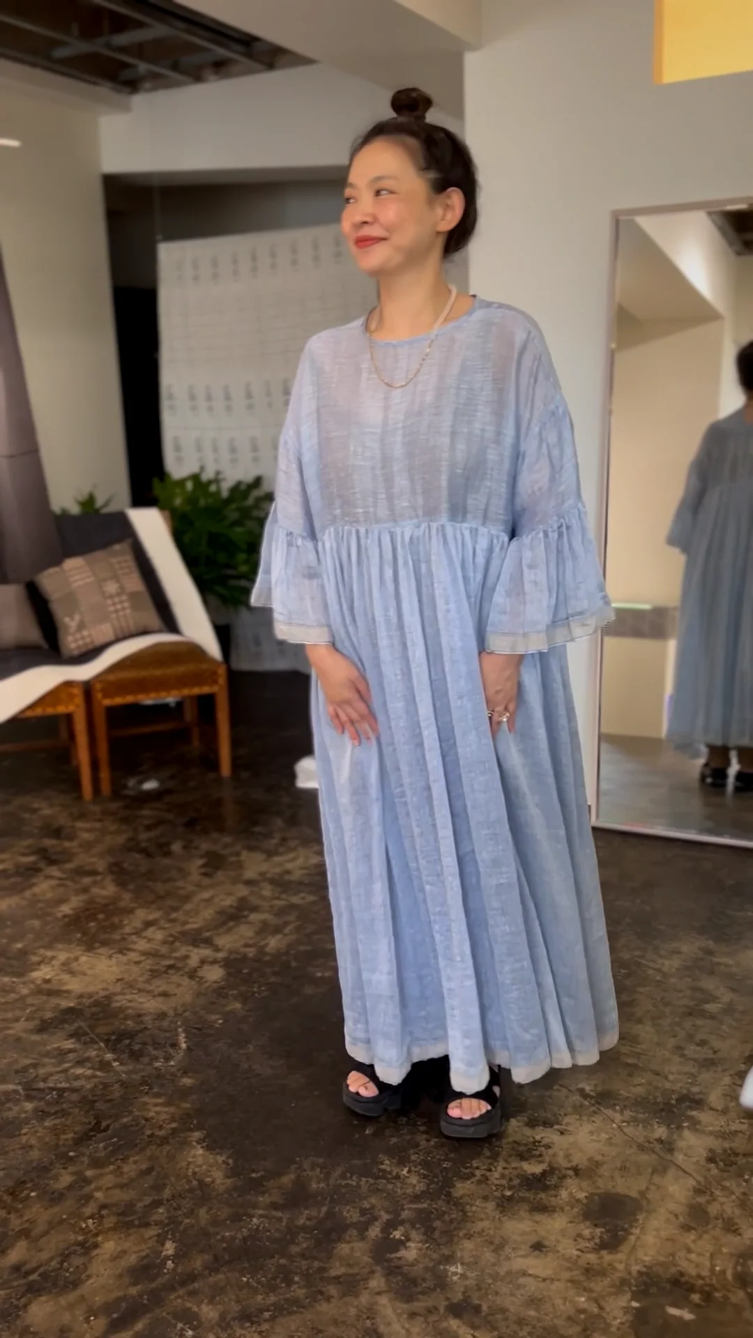 2026春夏ご予約】BUNON(ブノン) Wide Sleeve Frill Dress リネン