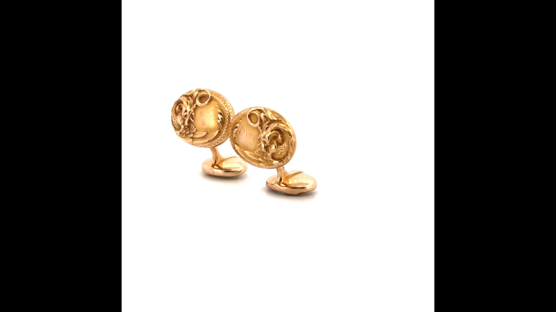 Boutons De Manchette Anciens En Argent Avec Dragon – Style Début XXe – Pièce Rare